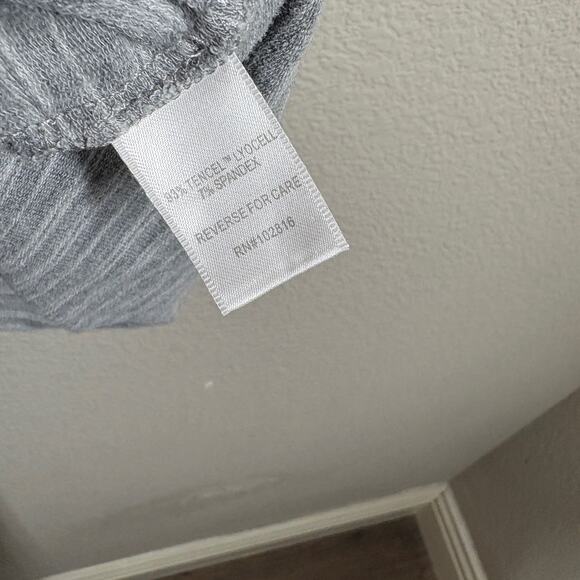 Garnet Hill Large Swing Mini Shift Dress Gray Tencel Blend Pinstriped 3/4 Sleeve - Picture 8 of 8